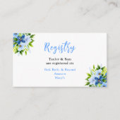 Navy and Baby Blue Floral Wedding Registry Informatiekaartje (Voorkant)