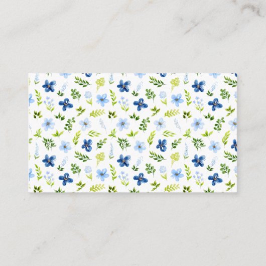 Navy and Baby Blue Flowers Birthday A Note On Gift Informatiekaartje (Achterkant)