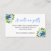 Navy and Baby Blue Flowers Birthday A Note On Gift Informatiekaartje (Voorkant)