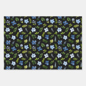 Navy and Baby Blue Flowers with Foliage Pattern Inpakpapier Vel (Voorkant 3)