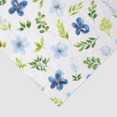 Navy and Baby Blue Flowers with Foliage Pattern Tissuepapier (Detail)