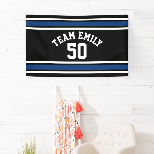 Navy and Black Sports Jersey Custom Name Number Spandoek (Insitu)