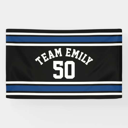 Navy and Black Sports Jersey Custom Name Number Spandoek (Horizontaal)