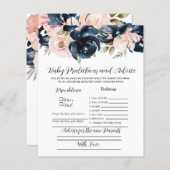 Navy and blush Baby voorspellingen party game. (Voorkant / Achterkant)