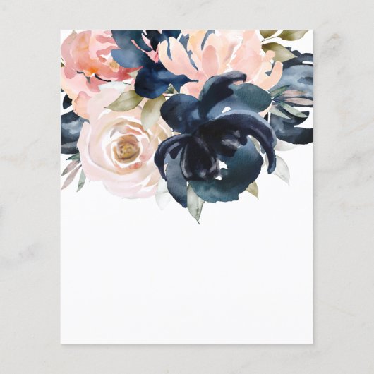 Navy and blush Baby voorspellingen party game. (Achterkant)