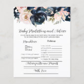 Navy and blush Baby voorspellingen party game. (Voorkant)