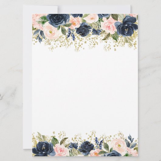 Navy and Blush Balloon onthullen uitnodiging (Achterkant)