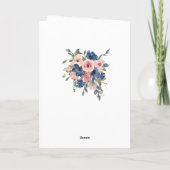 Navy and Blush Floral Bat Mitzvah Greeting Kaart (Achterkant)