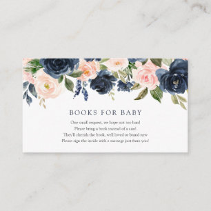 Navy and Blush Floral Books for Baby insert card Informatiekaartje