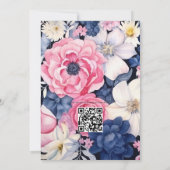 Navy and Blush Floral Wedding Kaart (Achterkant)