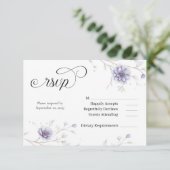 Navy and Blush Floral Wedding RSVP Informatiekaartje (Staand voorkant)