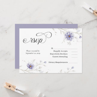 Navy and Blush Floral Wedding RSVP Kaart