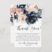 Navy and Blush gender onthullen Dank je wel. Bedankkaart (Voorkant / Achterkant)