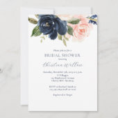 Navy and Blush Modern Bridal Shower Invitation Kaart (Voorkant)