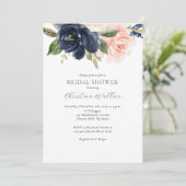 Navy and Blush Modern Bridal Shower Invitation Kaart (Staand voorkant)