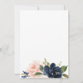 Navy and Blush Modern Bridal Shower Invitation Kaart (Achterkant)