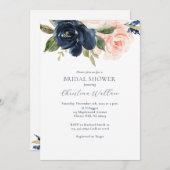 Navy and Blush Modern Bridal Shower Invitation Kaart (Voorkant / Achterkant)