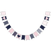 Navy and Blush Pink Preppy Bunting Vlaggetjes (Alle)
