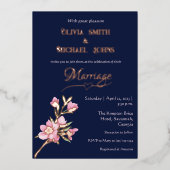 Navy and blush roze goud folie feestdagenkaart (Voorkant)