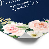 Navy and Blush waterverf bloemenvoorkeursbord Poster (Hoek)