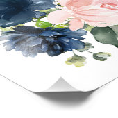 Navy and Blush Waterverf Flowers, Girl Nursery Foto Afdruk (Hoek)