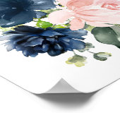 Navy and Blush Waterverf Flowers, Girl Nursery Poster (Hoek)