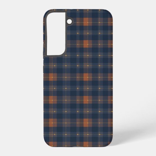 Navy and Brown Plaid Pattern Samsung Galaxy Hoesje (Achterkant)