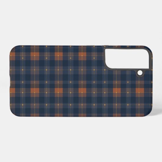 Navy and Brown Plaid Pattern Samsung Galaxy Hoesje (Achterkant horizontaal)