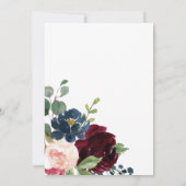 Navy and Burgundy Baptism Invitation Kaart (Achterkant)