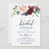 Navy and Burgundy Vrijgezellenfeest Invites Kaart (Voorkant)