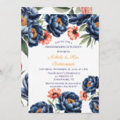 Navy and Burnt Orange Floral Bachelorette Party  Kaart (Voorkant / Achterkant)