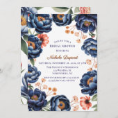 Navy and Burnt Orange Floral Bridal Shower Kaart (Voorkant / Achterkant)