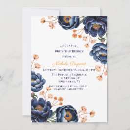 Navy and Burnt Orange Floral Brunch & Bubbly Kaart
