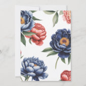 Navy and Burnt Orange Floral Wedding Celebration Kaart (Achterkant)