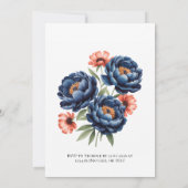 Navy and Burnt Orange Floral Wedding Shower Kaart (Achterkant)