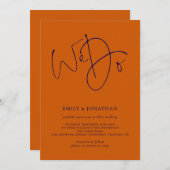 Navy and Burnt Oranje Script We Do QR Code Wedding Kaart (Voorkant / Achterkant)