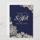 Navy and Cream Lace Vrijgezellenfeest Kaart (Achterkant)