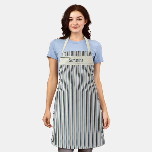 Navy And Cream Monochrome Striped Pattern  Schort (Gedragen)