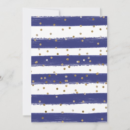 Navy and Cream Summer Flowers Gold Lijst Wedding Kaart (Achterkant)