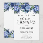 Navy and Dusty Blue Baby in Bloom Baby shower Kaart