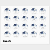 Navy and Dusty Blue Floral Wedding Ronde Sticker (Vel)