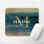 Navy and Gold Abstract monogram Mannen Muismat (Met muis)