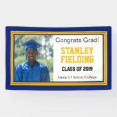 Navy and Gold Afstudeerder One-foto Spandoek (Horizontaal)