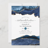 Navy and Gold Agate Bridesmaids Luncheon Kaart (Voorkant)