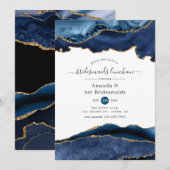 Navy and Gold Agate Bridesmaids Luncheon Kaart (Voorkant / Achterkant)