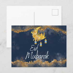 Navy and Gold Agate Eid Mubarak Eid Briefkaart