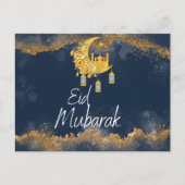 Navy and Gold Agate Eid Mubarak Eid Briefkaart (Voorkant)