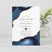 Navy and Gold Agate Engagement Party Kaart (Staand voorkant)