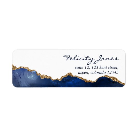 Navy and Gold Agate Precious Stone Label (Voorkant)