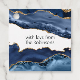 Navy and Gold Agate Wedding Bedankjes Labels